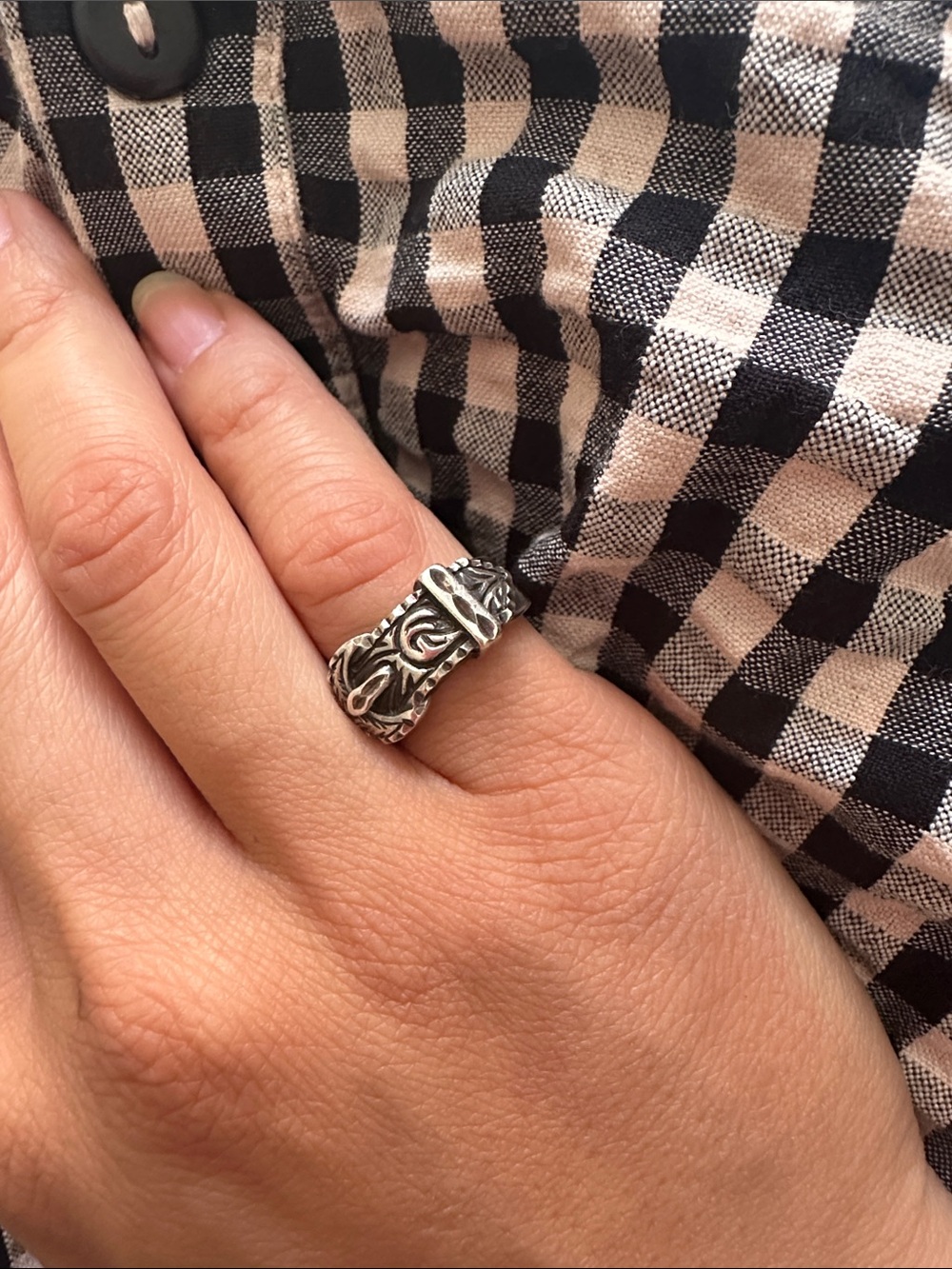 Sterling Silver Ornate Buckle Ring - Size 4.75